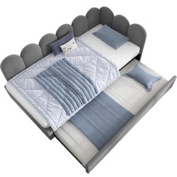 CHICFURN ČALOUNĚNÁ POSTEL 90/200 cm & 90/190 cm v šedé barvě s výsuvným lůžkem