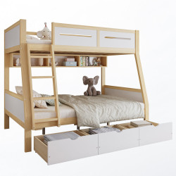CHICFURN PATROVÁ POSTEL 90/200 cm & 120/200 cm v bílé a přírodní barvě se 3 zásuvkami