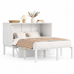 CHICFURN SKLÁPĚCÍ POSTEL 140/200 cm v bílé barvě s úložným prostorem