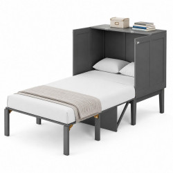 CHICFURN SKLÁPĚCÍ POSTEL 90/200 cm v šedé barvě s úložným prostorem