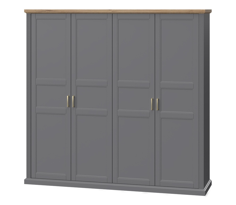Čtyřdveřová šatní skříň artis - šedá/ořech pacific