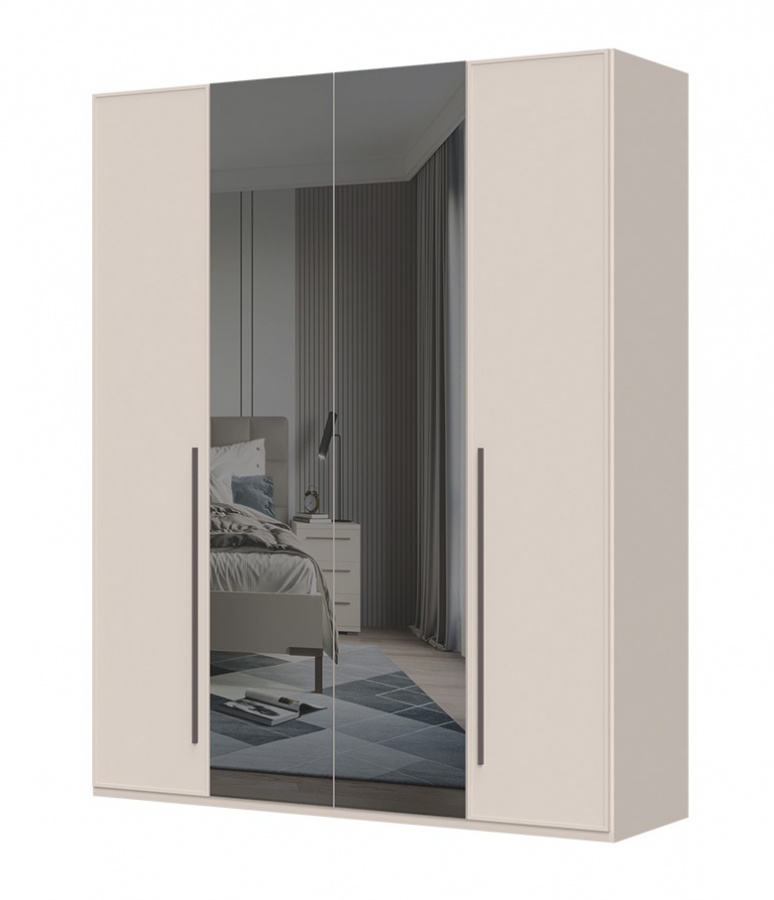 Čtyřdvéřová šatní skříň se zrcadlem baptiste - béžová