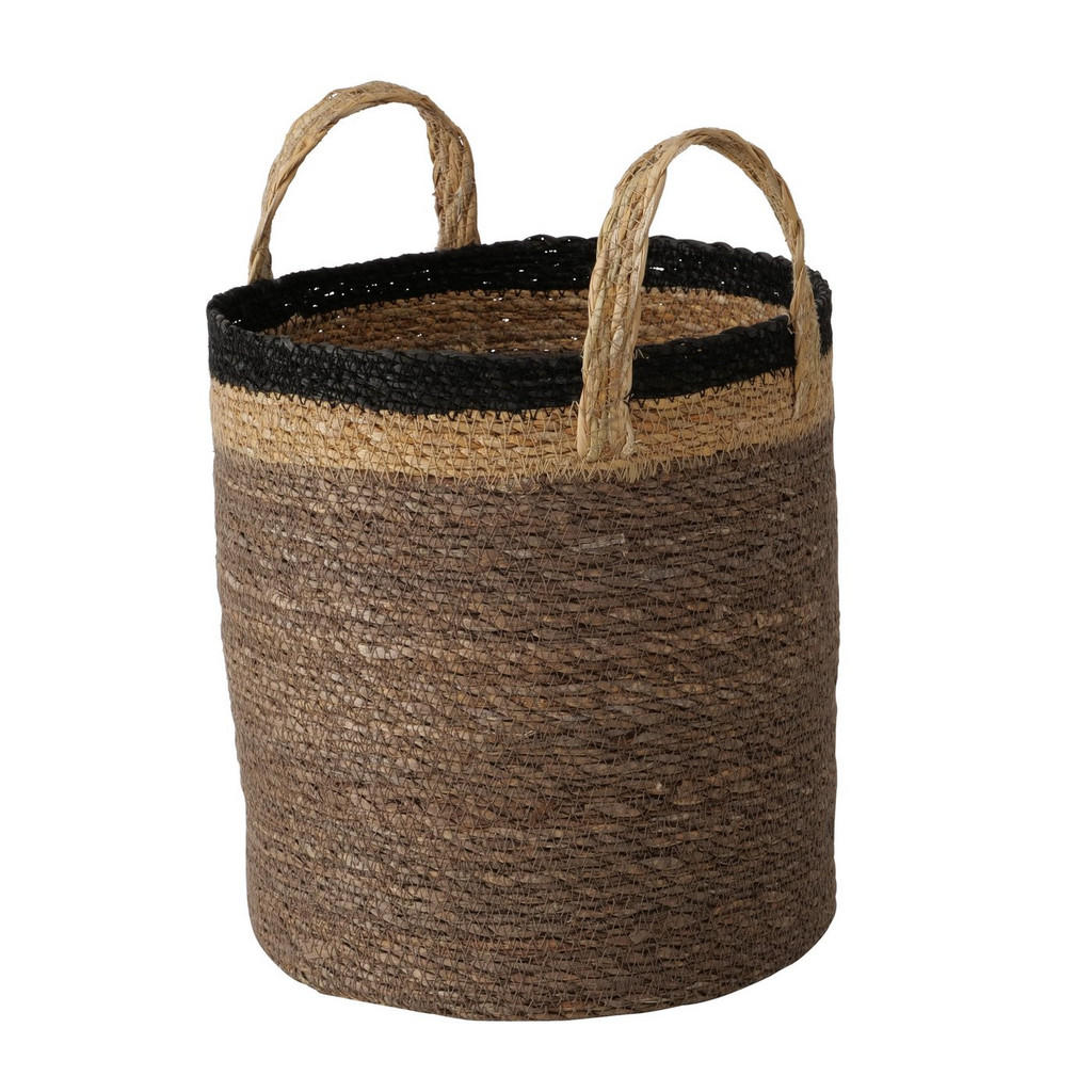 DEKORAČNÍ KOŠÍK šedá, přírodní barvy, černá