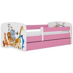 Dětská postel Babydreams+SZ+M růžová 80x180 Zvířátka