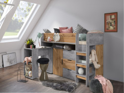 Dětský pokoj Konkret 1 Barva korpusu: Beton, Dveře: Dub wotan, Strana: Pravá
