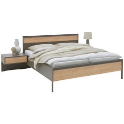 Dieter Knoll POSTEL S NOČNÍMI STOLKY, 180/200 cm, barvy dubu, barvy břidlice