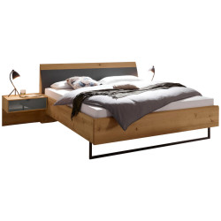 Dieter Knoll POSTEL S NOČNÍMI STOLKY, 180/200 cm, dub bianco, lávově šedá