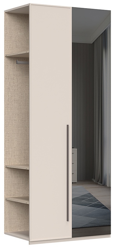 Dodatečná dvoudveřová šatní skříň se zrcadlem baptiste - béžová