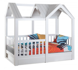 Domečková postel 100x200 s úložným prostorem dundee - bílá