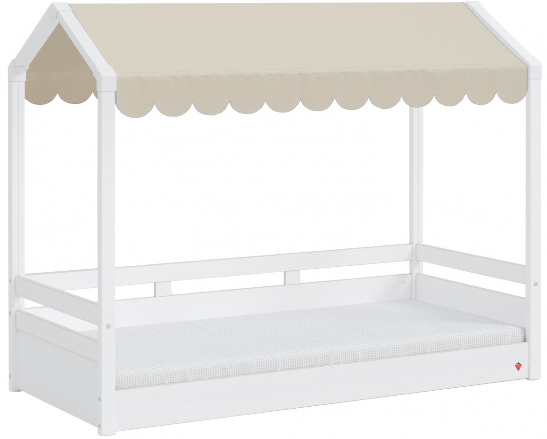 Domečková postel se stříškou fairy ii - bílá/béžová