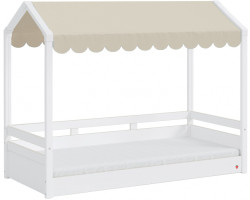 Domečková postel se stříškou fairy ii - bílá/béžová
