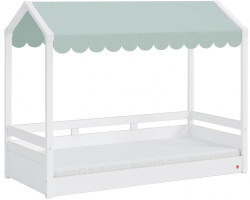 Domečková postel se stříškou fairy ii - bílá/zelená