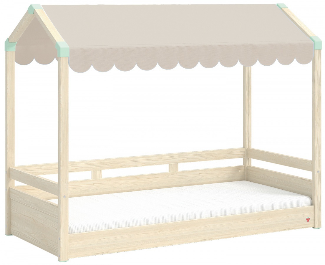 Domečková postel se stříškou fairy ii - dub světlý/béžová