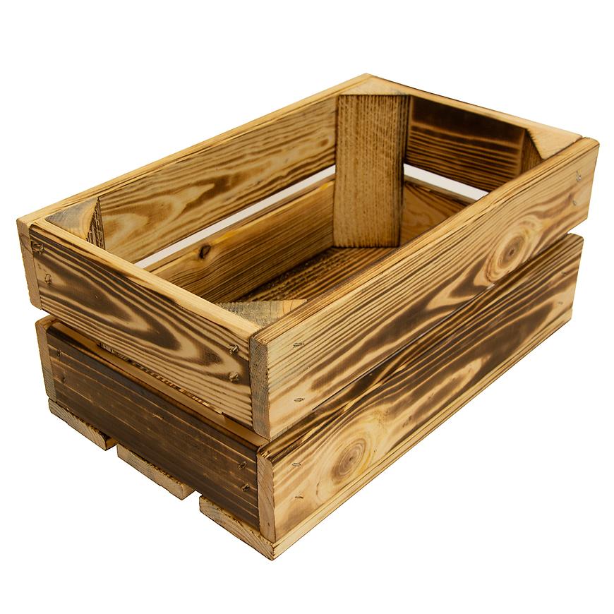 Dřevěná bedýnka opalovaná "S" 20x32x14 cm