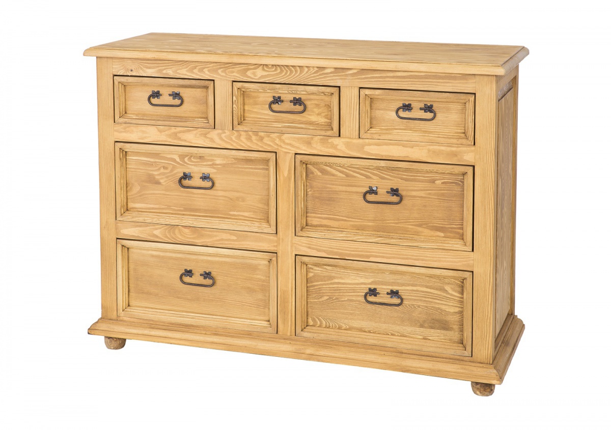 Dřevěná komoda šuplíková com 122 slim - k01 - světlá borovice