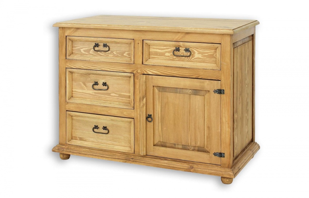 Dřevěná selská komoda com 103 slim - k01 - světlá borovice