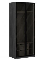 Dvoudveřová šatní skříň s osvětlením a prosklenými dveřmi gia - černá