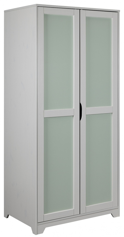 Dvoudveřová šatní skříň z masivu zani - šedá/zelená