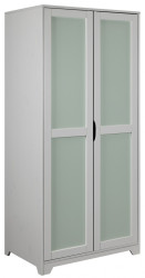 Dvoudveřová šatní skříň z masivu zani - šedá/zelená