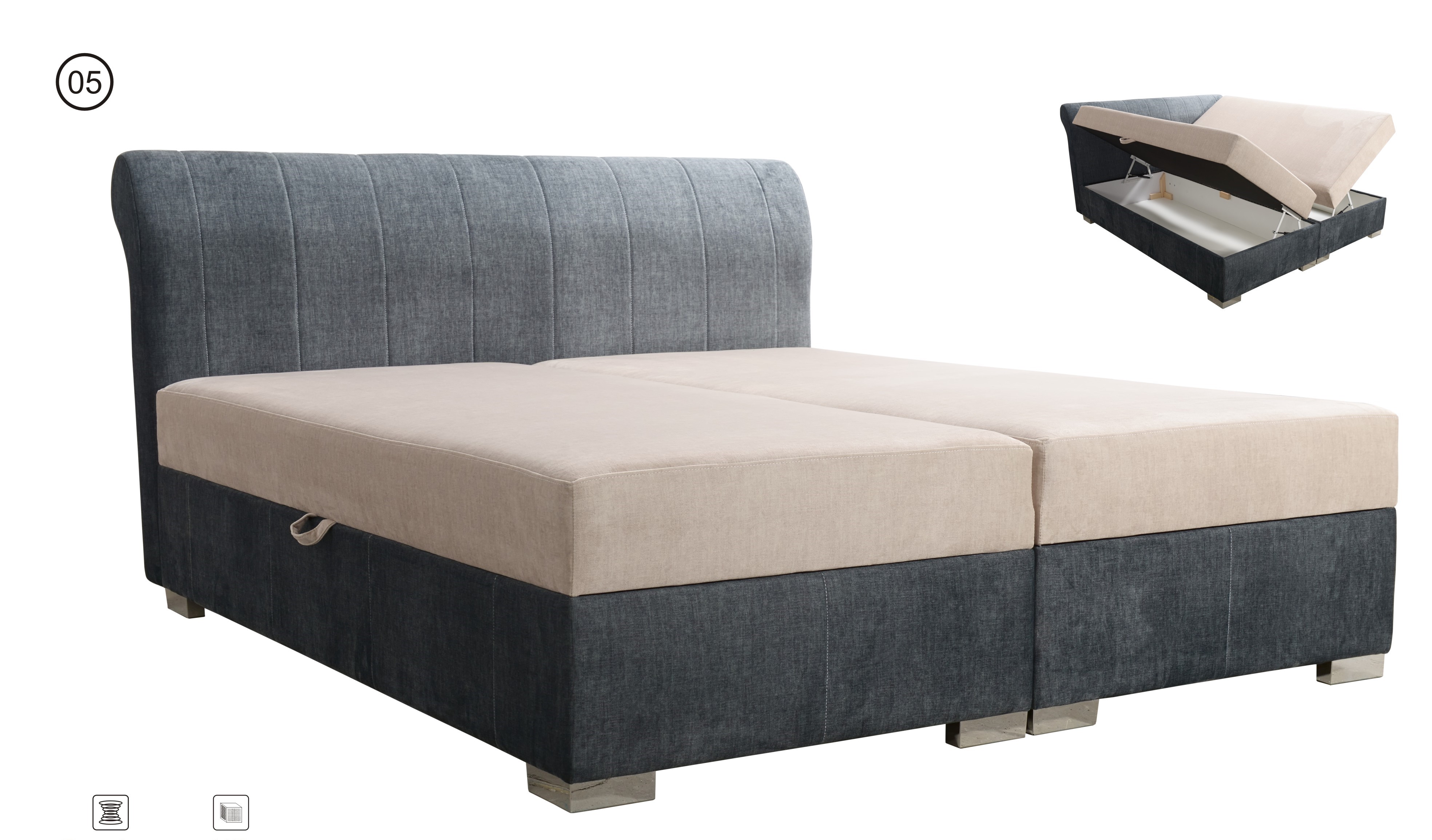 Dvoulůžko Dalas Rozměr: 180 x 200 cm, látka: Vogue 16/Vogue 1