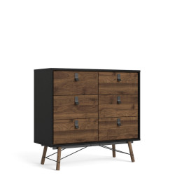 ebuy24 JOYCE Dvojkomoda se 6 zásuvkami a kovovými nohami, šířka 101,8 cm