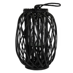 ECD-Germany LATERNA Ried 40x26 cm černá s uchem a skleněnou vložkou