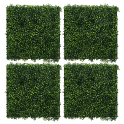 ECD-Germany UMĚLÁ ROSTLINNÁ STĚNA, sada 4 ks, 50 x 50 cm, umělé rostliny na stěnu, interiér i exteriér, zelená, Classic Buxus