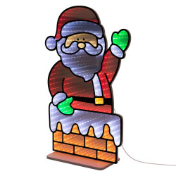 ECD-Germany VÁNOČNÍ DEKORACE Santa Claus u krbu, LED zrcadlo s nekonečným 3D efektem a světelnou řetězem, 38 x 60 cm, do interiéru
