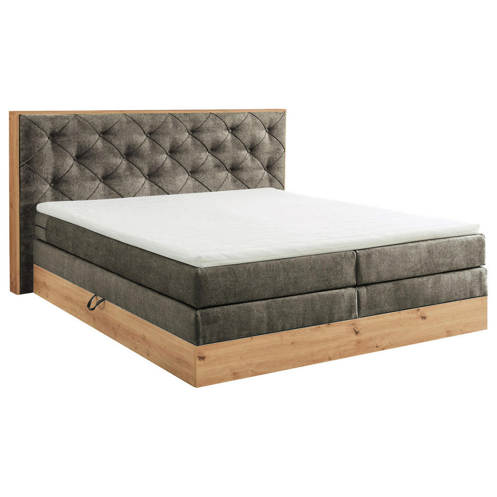 Esposa POSTEL BOXSPRING, 180/200 cm, hnědá, šedá, přírodní barvy