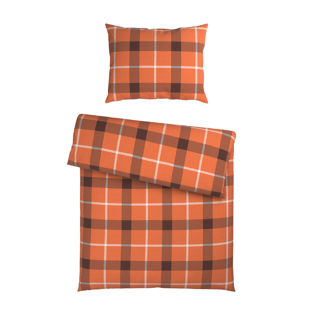 Esposa POVLEČENÍ, flanel, hnědá, oranžová, 140/200 cm