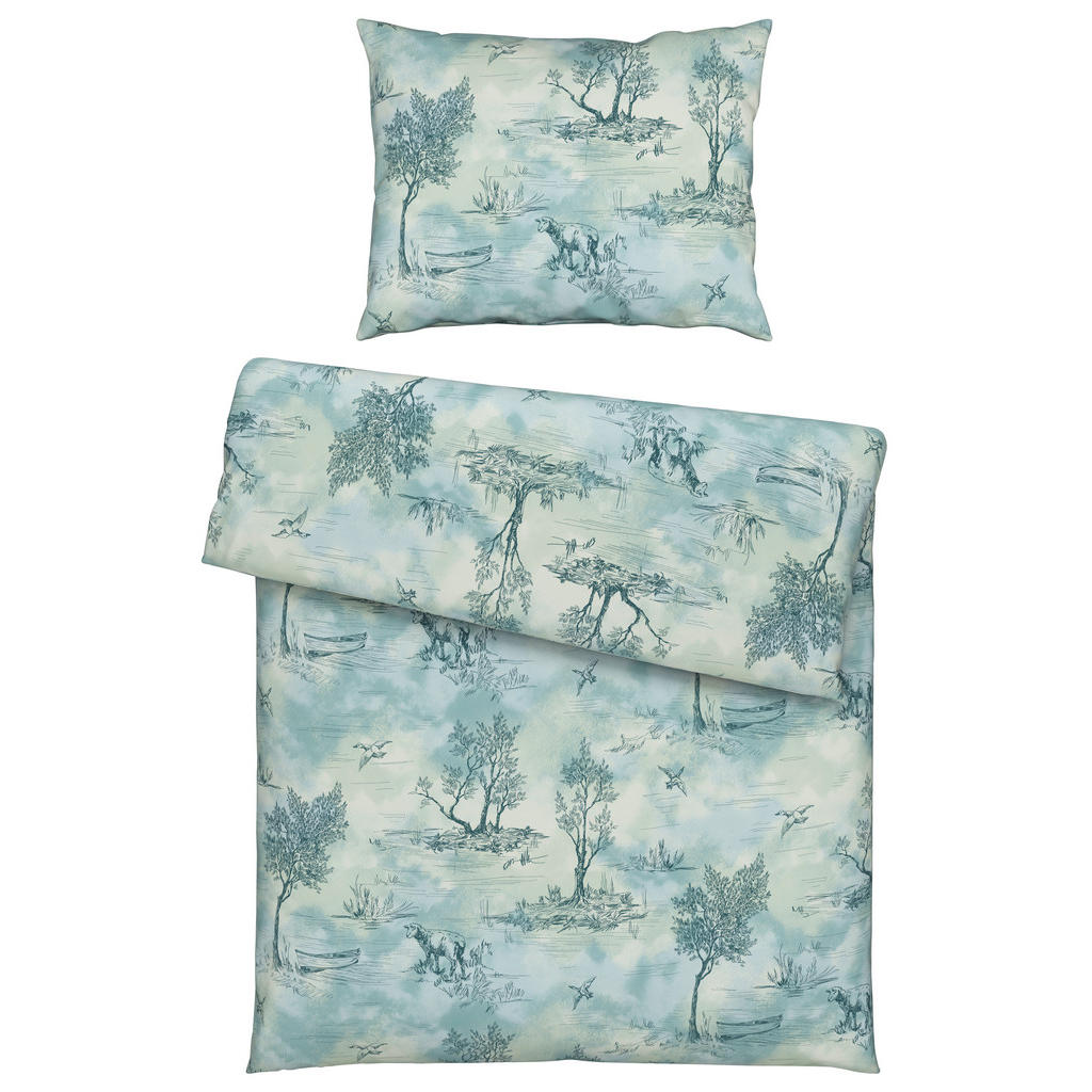 Esposa POVLEČENÍ, flanel, modrá, béžová, 140/200 cm