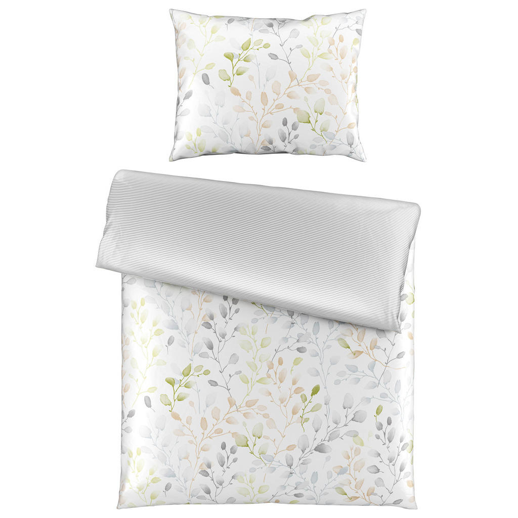 Esposa POVLEČENÍ, satén, zelená, bílá, 140/200 cm