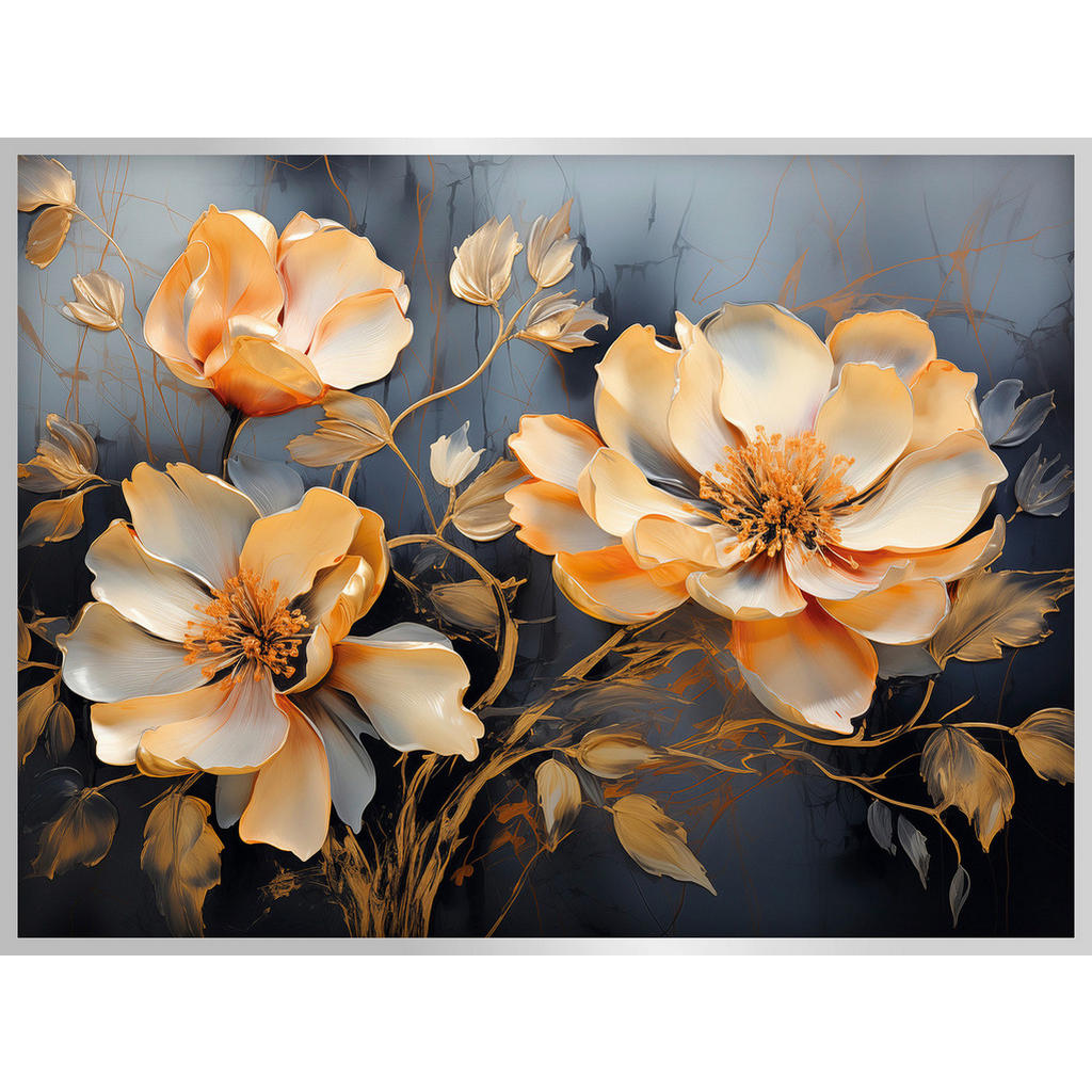 Euroart OBRAZ NA KOVU, květiny, 60/80/4 cm