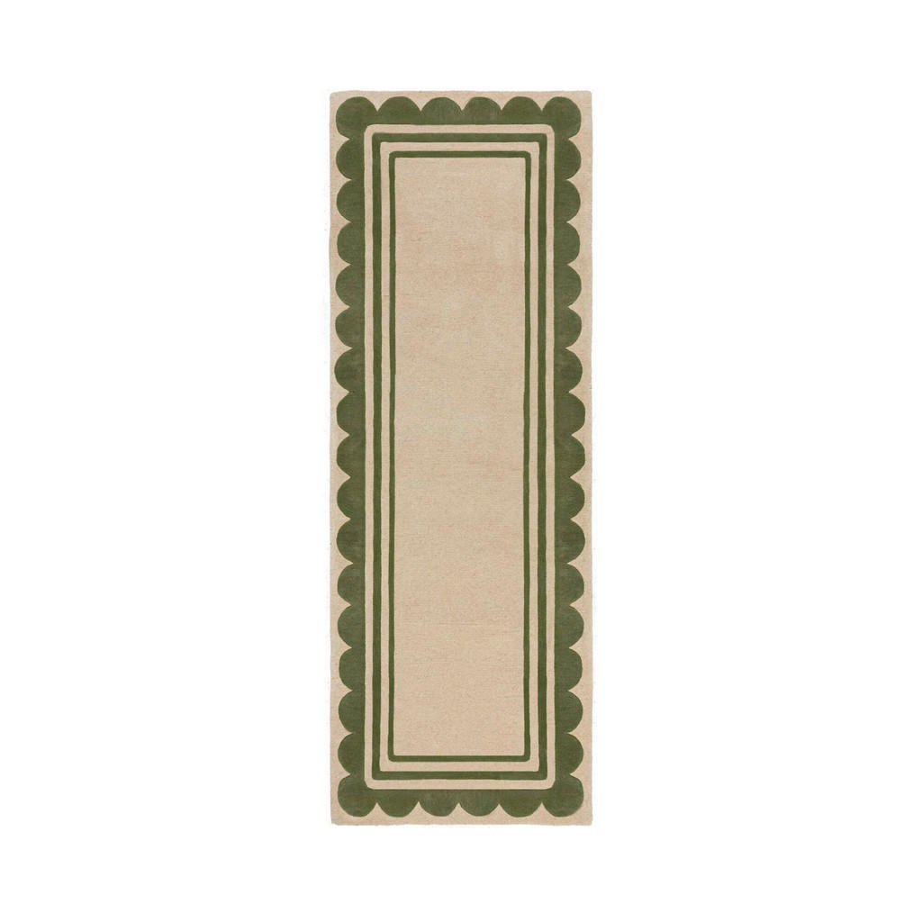 Flair Rugs RUČNĚ TKANÝ KOBEREC, 80/230 cm zelená, béžová