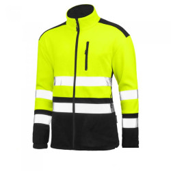 Fleecová mikina fluorescenční s reflexními pruhy L