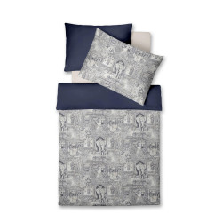 Fleuresse POVLEČENÍ, makosatén, tmavě modrá, šedomodrá, 140/200 cm