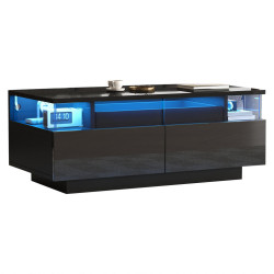 FLIEKS KONFERENČNÍSTOLEK 90x45cm Černý LED Sklo Zásuvky