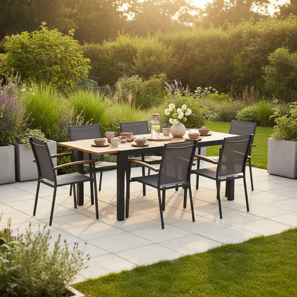 Gardenson ZAHRADNÍ STŮL, dřevo, kov, 150-200/90	90/75 cm