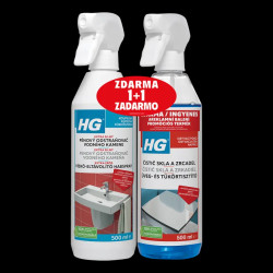 HG extra silný pěnový odstraňovač vodního kamene 500ml + HG čistič skla a zrcadel 500ml