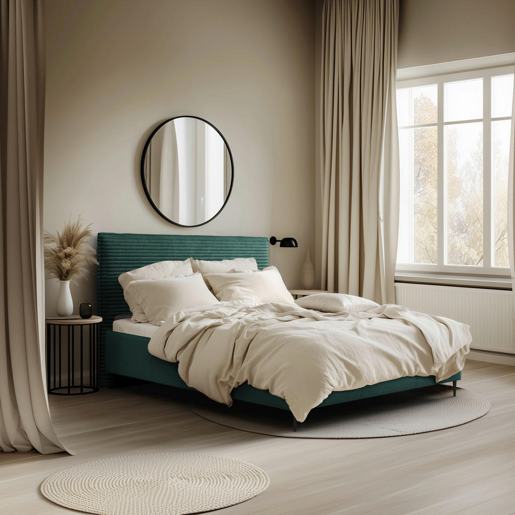 Hom`in ČALOUNĚNÁ POSTEL, 180/200 cm, tmavě zelená