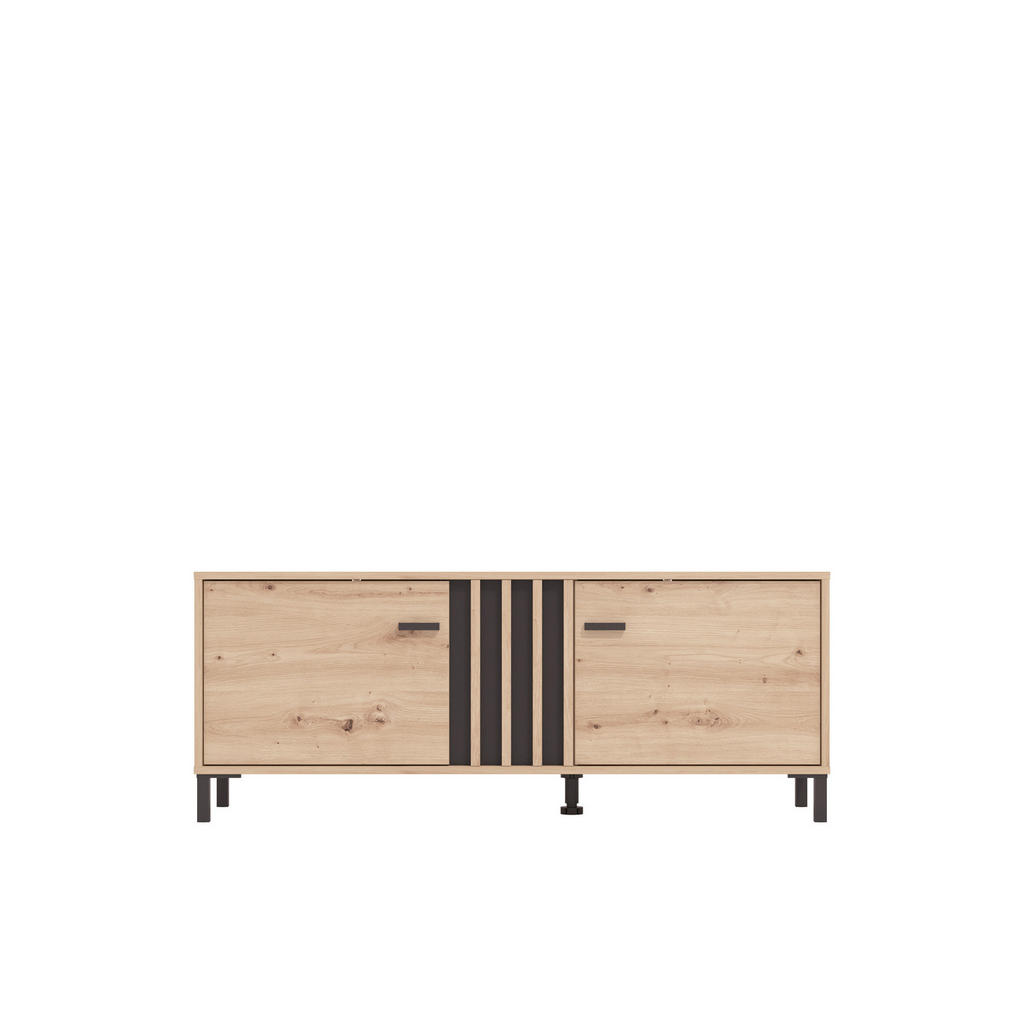 Hom`in KOMODA POD TELEVIZI, černá, dub artisan, 131,4/52/40 cm