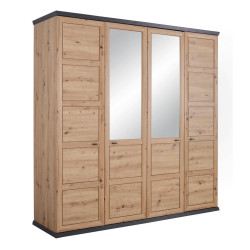 Hom`in ŠATNÍ SKŘÍŇ SE ZRCADLEM, tmavě šedá, dub artisan, 205/209/60 cm