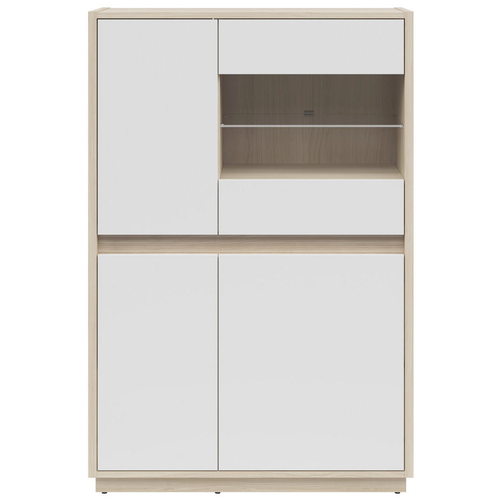 Hom`in VITRÍNA, bílá, barvy dubu, 95/141,5/42 cm