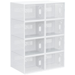 HOMCOM DIY box na boty s 8 přihrádkami, balení 8 kusů, průhledné krabice na boty