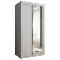 Home Collective SKŘÍŇ S POSUVNÝMI DVEŘMI se zrcadlem, šířka 100 cm, bílá se stříbrným úchytem