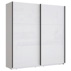home24 SKŘÍŇ S POSOUVACÍMI DVEŘMI, bílá, vysoce lesklá bílá, 200,1/209,7/61,2 cm