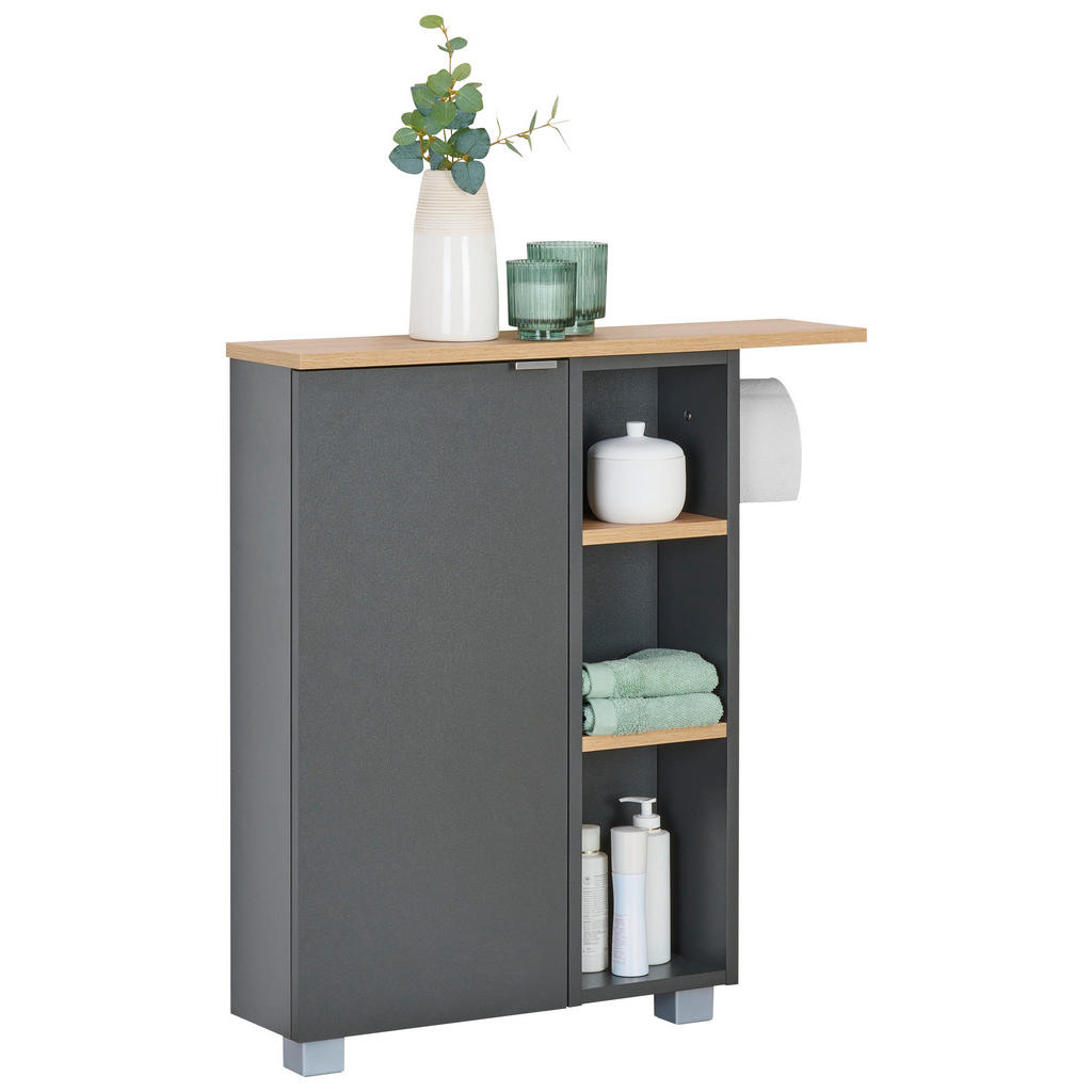 home24 SPODNÍ SKŘÍŇKA, antracitová, antracitová, dub artisan, 70,7/76,8/17 cm