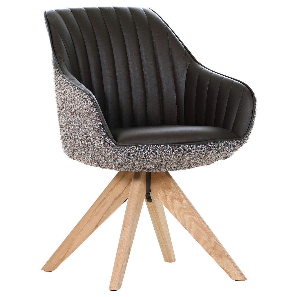 home24 ŽIDLE S PODRUČKAMI, žinylka, vzhled kůže, barvy dubu, tmavě hnědá