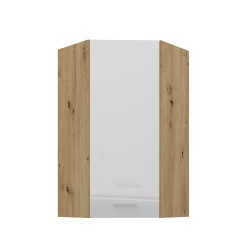 Horní rohová skříňka Artisan 60x60 GN-108 1F (45°) Barva korpusu: Dub artisan, Barva dvířek: Bílý lesk