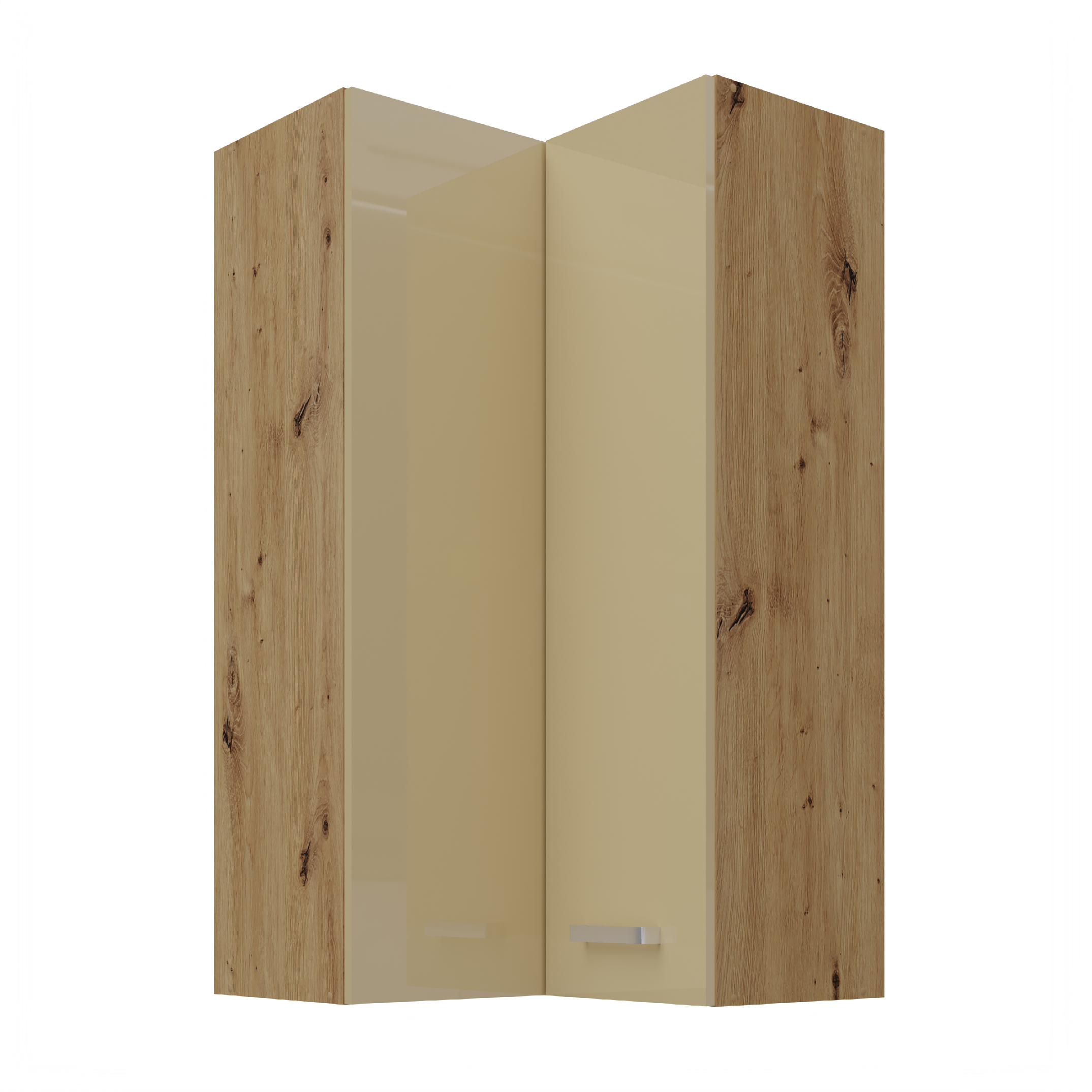 Horní rohová skříňka Artisan 60x60 GN-108 1F (90°) Barva korpusu: Dub artisan, Barva dvířek: Bílý lesk